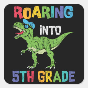 5th Grade Dinosaur First Day School Student Gift Square Sticker