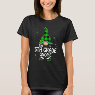5th Grade Gnome Buffalo Plaid Matching Family Chri T-Shirt