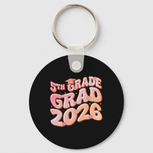 5th Grade Grad Cl 2026 Graduation Groovy Pink Prem Keychain