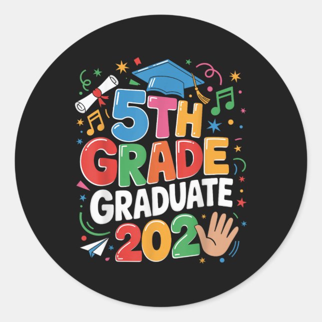 5th Grade Graduate 2025 Celebration Fifth Grade Gr Classic Round Sticker (Front)