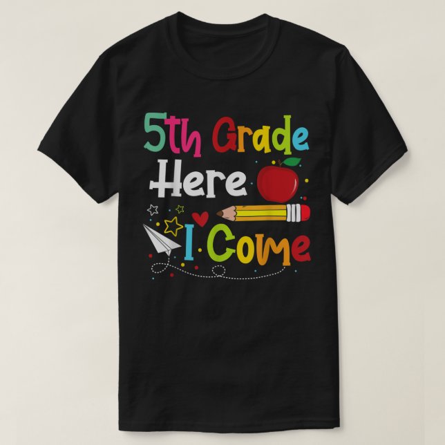 5th Grade Here I Come Teacher Back To School Boys  T-Shirt (Design Front)