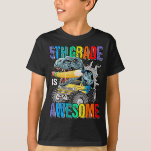 5th Grade Is Awesome Monster Truck Dinosaur T-Shirt