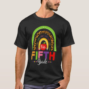 5th Grade Leopard Rainbow Hello Back To School Tea T-Shirt