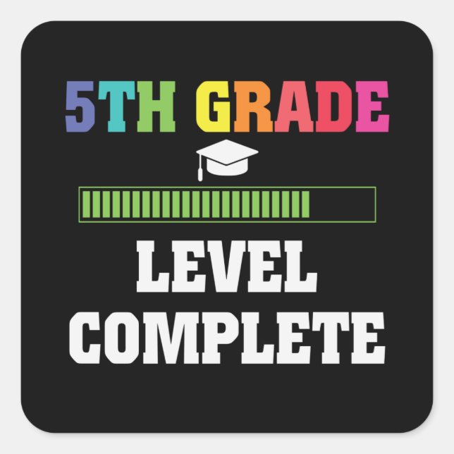 5th Grade Level Complete Back School Video Gamer Square Sticker (Front)