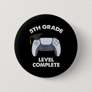 5th Grade Level Complete Graduation Gamer Boys Sch 2 Inch Round Button