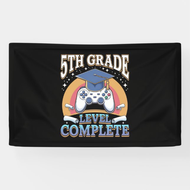 5th Grade Level Complete Graduation Gaming Gamer Banner (Horizontal)