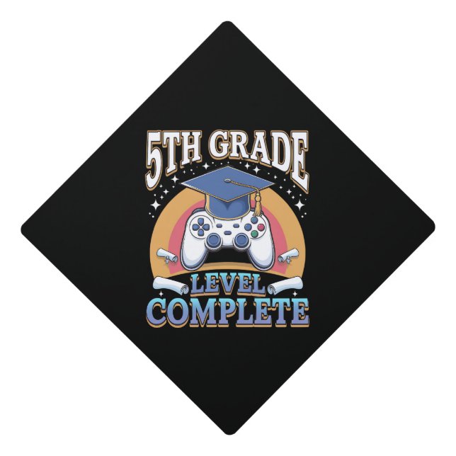 5th Grade Level Complete Graduation Gaming Gamer Graduation Cap Topper (Front)