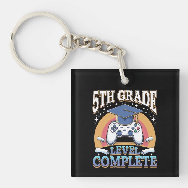 5th Grade Level Complete Graduation Gaming Gamer Keychain (Front)