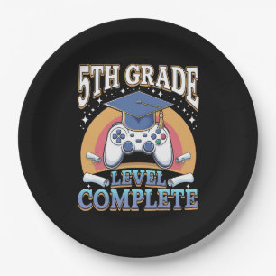 5th Grade Level Complete Graduation Gaming Gamer Paper Plate