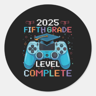 5th Grade Level Complete Video Gamer Boy Graduatio Classic Round Sticker