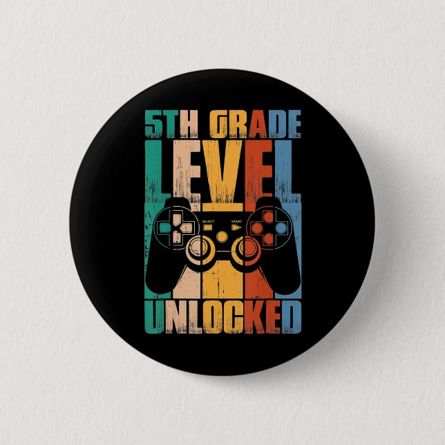 5th Grade Level Unlocked Back To School Game Contr 2 Inch Round Button (Front)