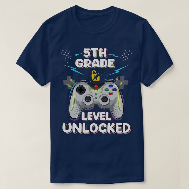 5th Grade Level Unlocked  Boys First Day Of School T-Shirt (Design Front)
