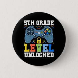 5th Grade Level Unlocked Gamer First Day Of School 2 Inch Round Button