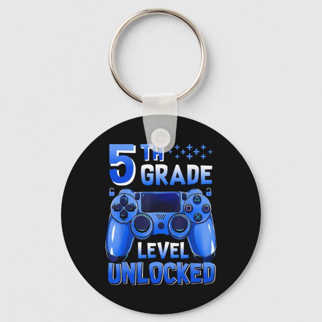 5th Grade Level Unlocked Gamer First Day Of School Keychain (Front)