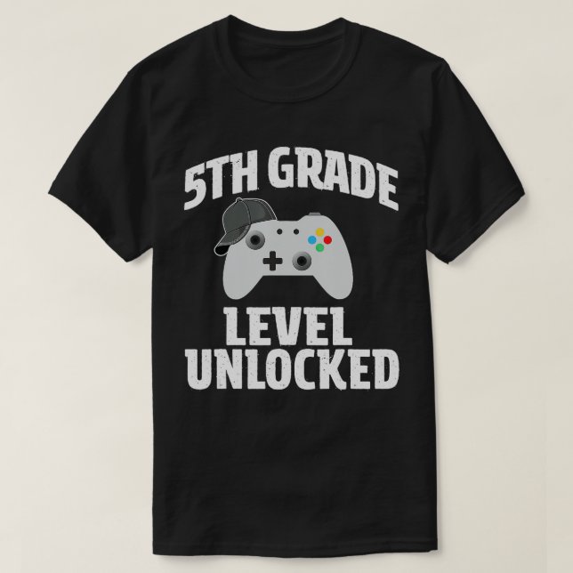 5th Grade Level Unlocked Video  Back to School Boy T-Shirt (Design Front)