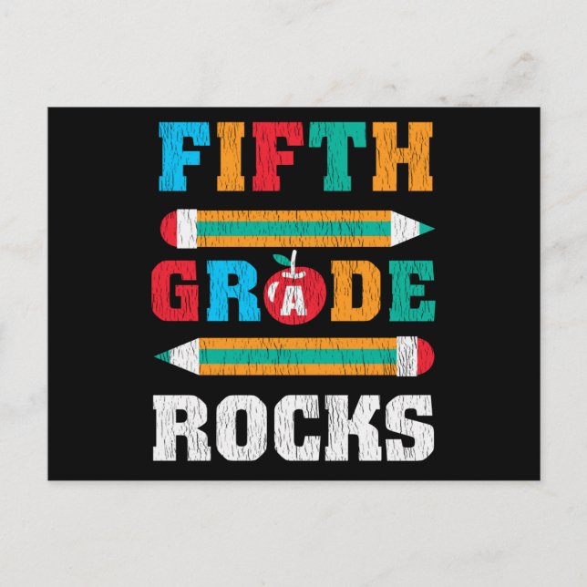 5th Grade Rock Back School Matching Music Teacher Postcard (Front)