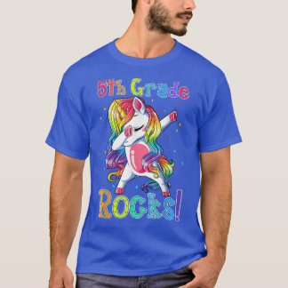 5th Grade Rocks Dabbing Unicorn Funny Back To Scho T-Shirt