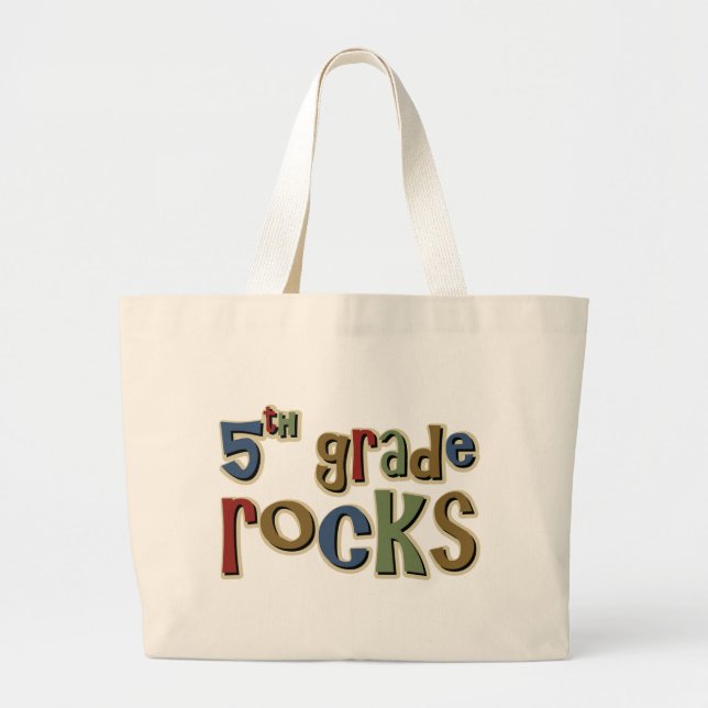 5th Grade Rocks Fifth Large Tote Bag (Front)