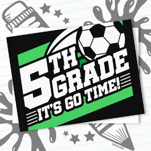 5th Grade Soccer Football First Day Back To School Postcard