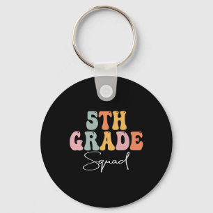 5th Grade Squad Retro Groovy Women Happy First Day Keychain
