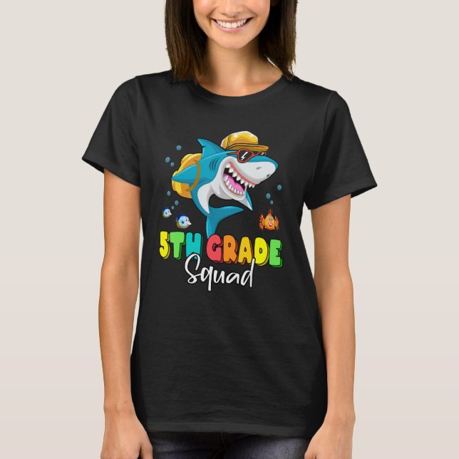 5th Grade Squad  Shark Backpack Back To School Boy T-Shirt (Front)