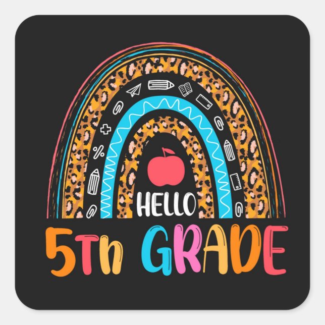5th Grade Square Sticker (Front)