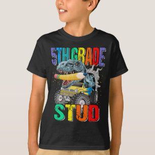 5th Grade Stud Monster Truck Dinosaur T-Shirt