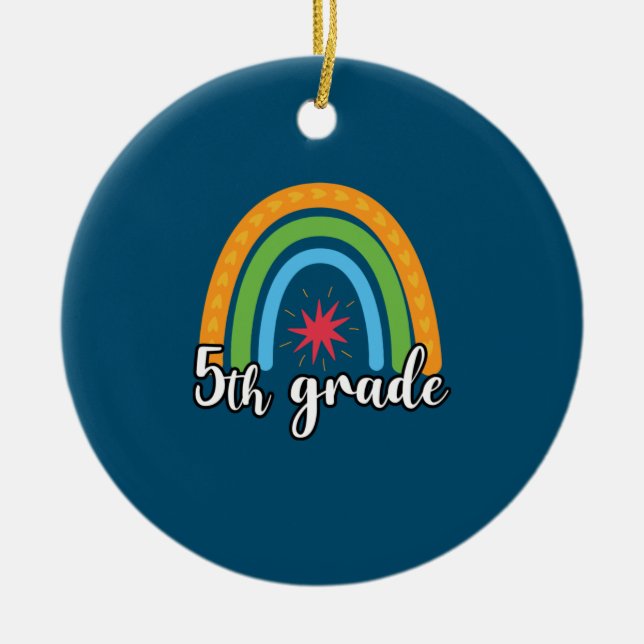 5th Grade Teacher 5th Grade Rainbow Star Ceramic Ornament (Front)