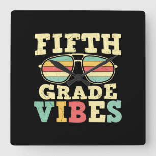 5th Grade Teacher Fifth Grade Vibes Square Wall Clock