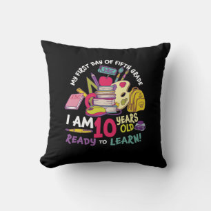 5th Grade Teacher My First Day Of Fifth Grade Throw Pillow