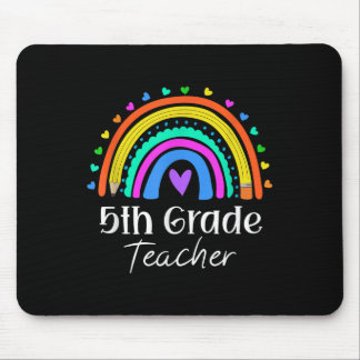 5th Grade Teacher Rainbow Heart Fifth Grade Back T Mouse Pad