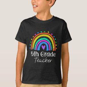 5th Grade Teacher Rainbow Heart Fifth Grade Back T T-Shirt