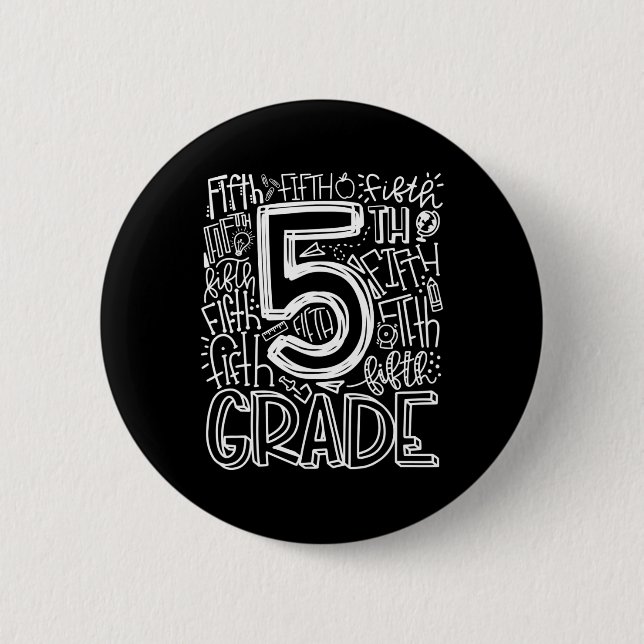 5th Grade Typography Team Fifth Grade Teacher Back 2 Inch Round Button (Front)
