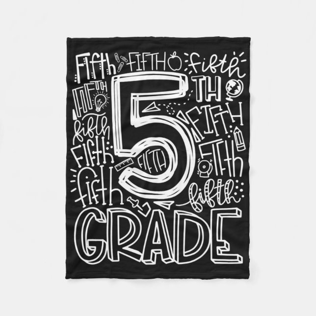 5th Grade Typography Team Fifth Grade Teacher Back Fleece Blanket (Front)