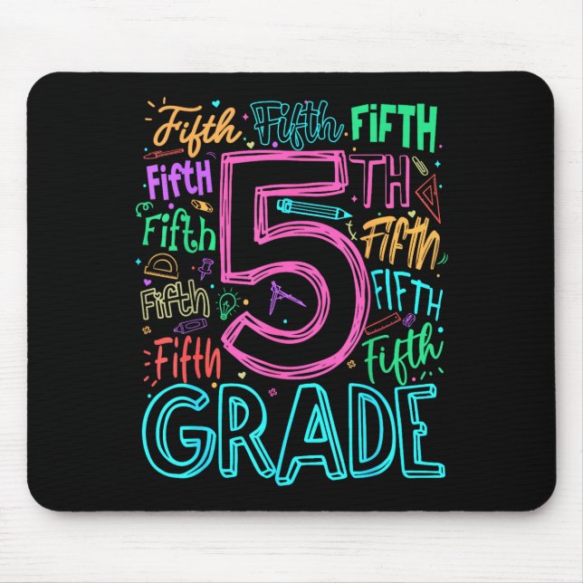 5th grade typography team fifth grade teacher back mouse pad (Front)
