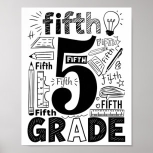 5th Grade Typography Team Fifth Grade Teacher Back Poster