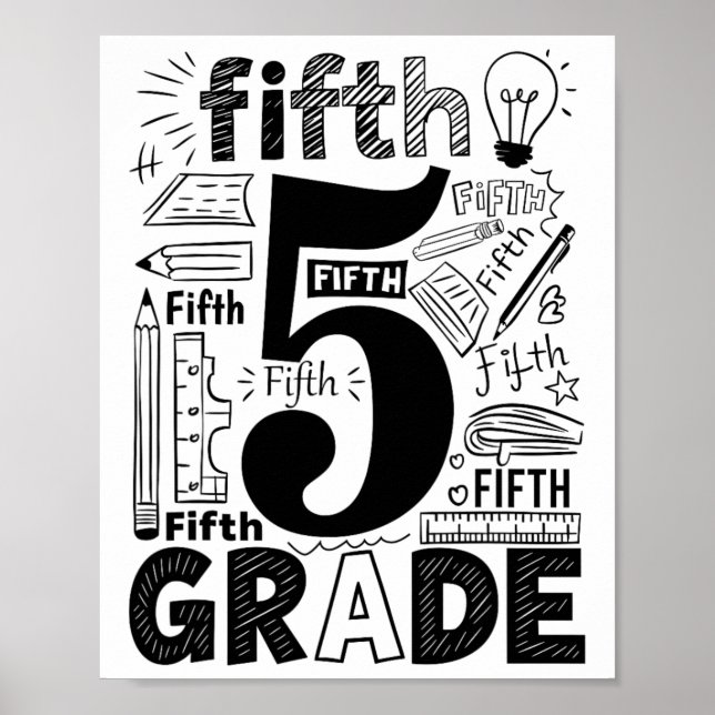 5th Grade Typography Team Fifth Grade Teacher Back Poster (Front)