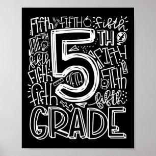 5th Grade Typography Team Fifth Grade Teacher Back Poster