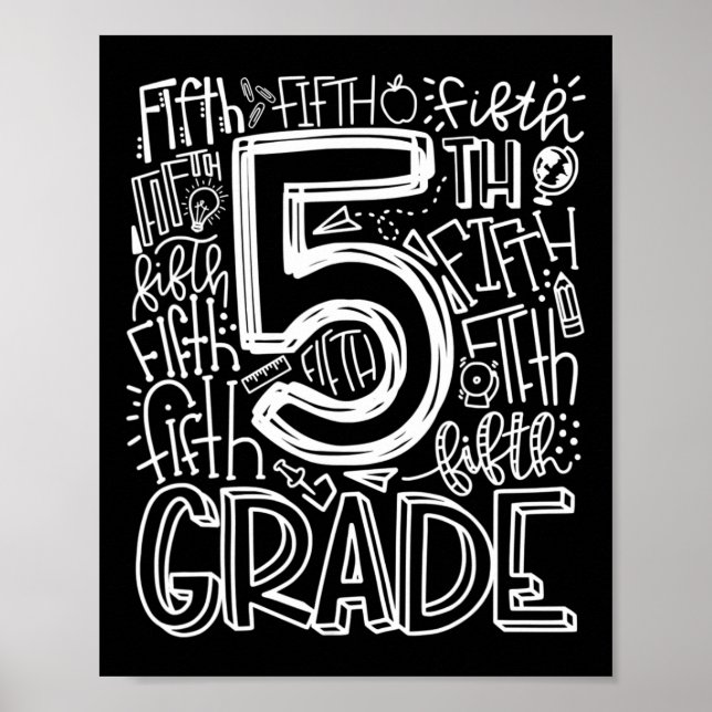 5th Grade Typography Team Fifth Grade Teacher Back Poster (Front)