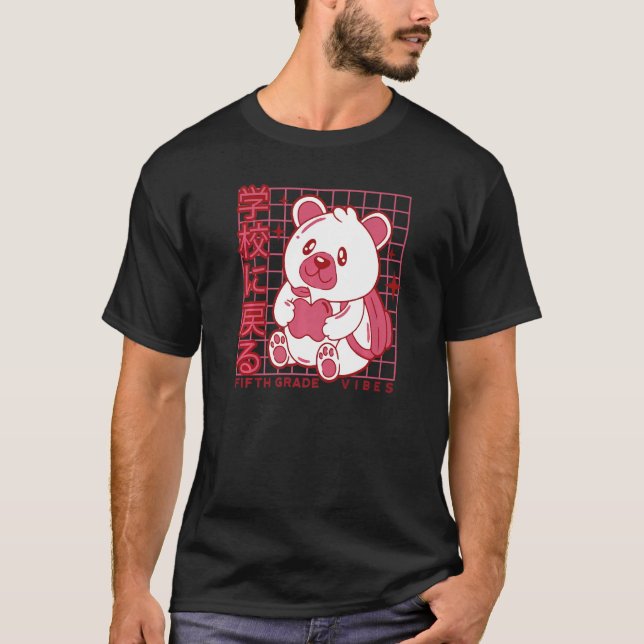 5th Grade Vibes Back to School Teddy Bear Japanese T-Shirt (Front)
