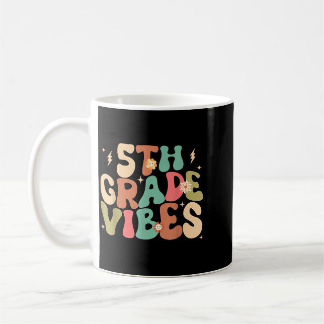 5th Grade Vibes Groovy Back To School Coffee Mug (Left)