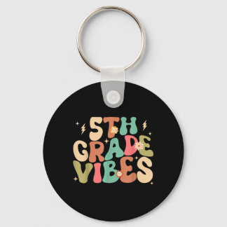 5th Grade Vibes Groovy Back To School Keychain