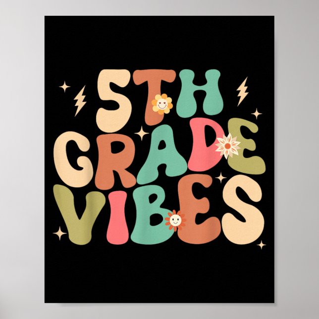 5th Grade Vibes Groovy Back To School Poster (Front)