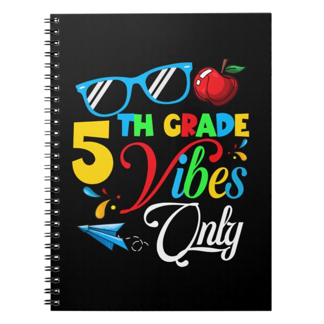 5th Grade Vibes Only Back To School Cute Kids Stud Notebook (Front)