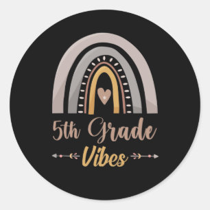 5th Grade Vibes Rainbow Fifth Grade Back to School Classic Round Sticker