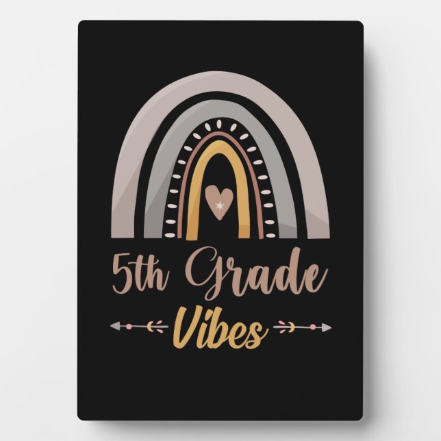 5th Grade Vibes Rainbow Fifth Grade Back to School Plaque (Front)