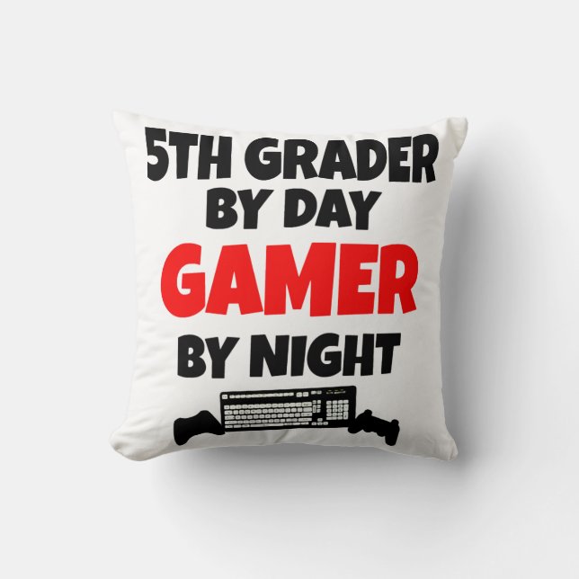 5th Grader Gamer Throw Pillow (Front)