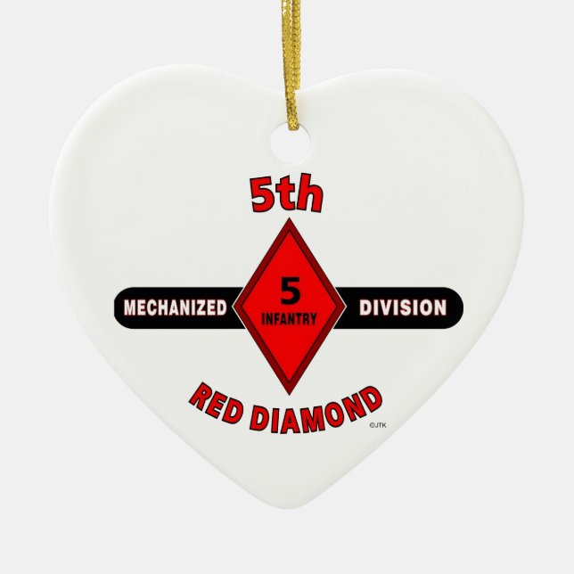 5TH INFANTRY DIVISION (MECHANIZED)"RED DIAMOND" CERAMIC ORNAMENT (Front)