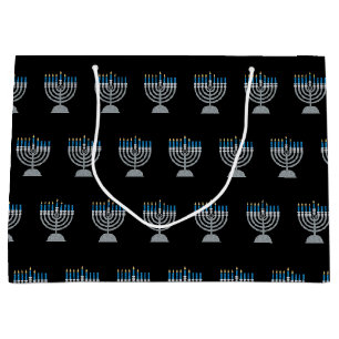 5th Night of Hanukkah Glitter Large Gift Bag