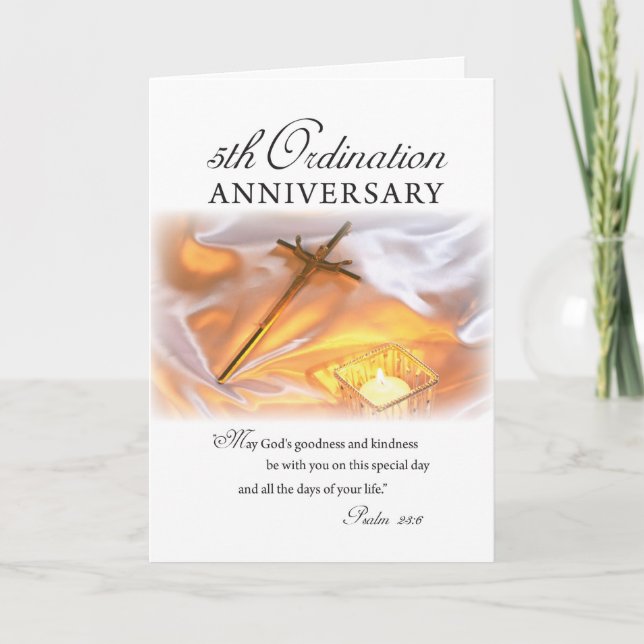 5th Ordination Anniversary, Cross Candle Card (Front)